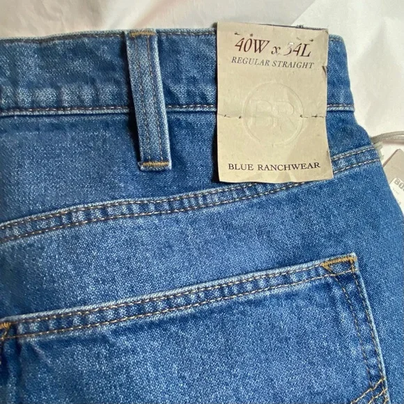 Blue Ranchwear men’s regular straight jeans 40x34 NWT - Picture 6 of 12
